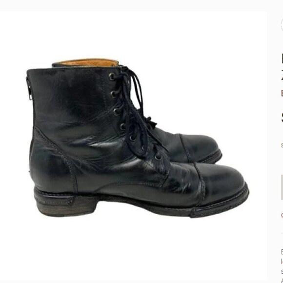 Bed Stu Dugas Laurel Black Leather Cap Toe Lace Up Rear Zip Ankle Boots Size 9.5 main image 10
